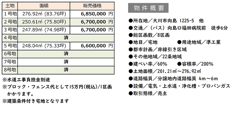 大川市向島分譲地